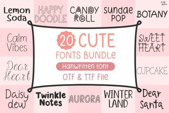 Cute Handwritten Font Bundle: 20 Playful Typefaces for Creative Projects