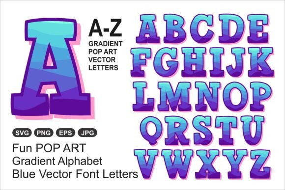 Gradient Pop Letters Vector Font: Bold 3D A-Z SVG Design