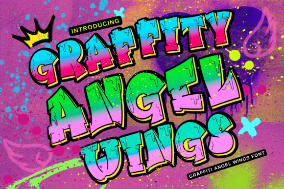 Urban Edge Meets Timeless Grace: Graffiti Angel Wings Font